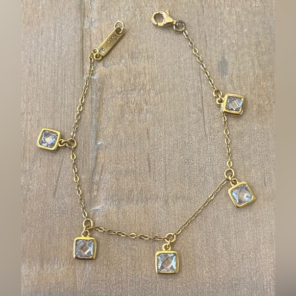 Tycoon marked Gold Tone Crystal Dangling Bracelet - Picture 1 of 13